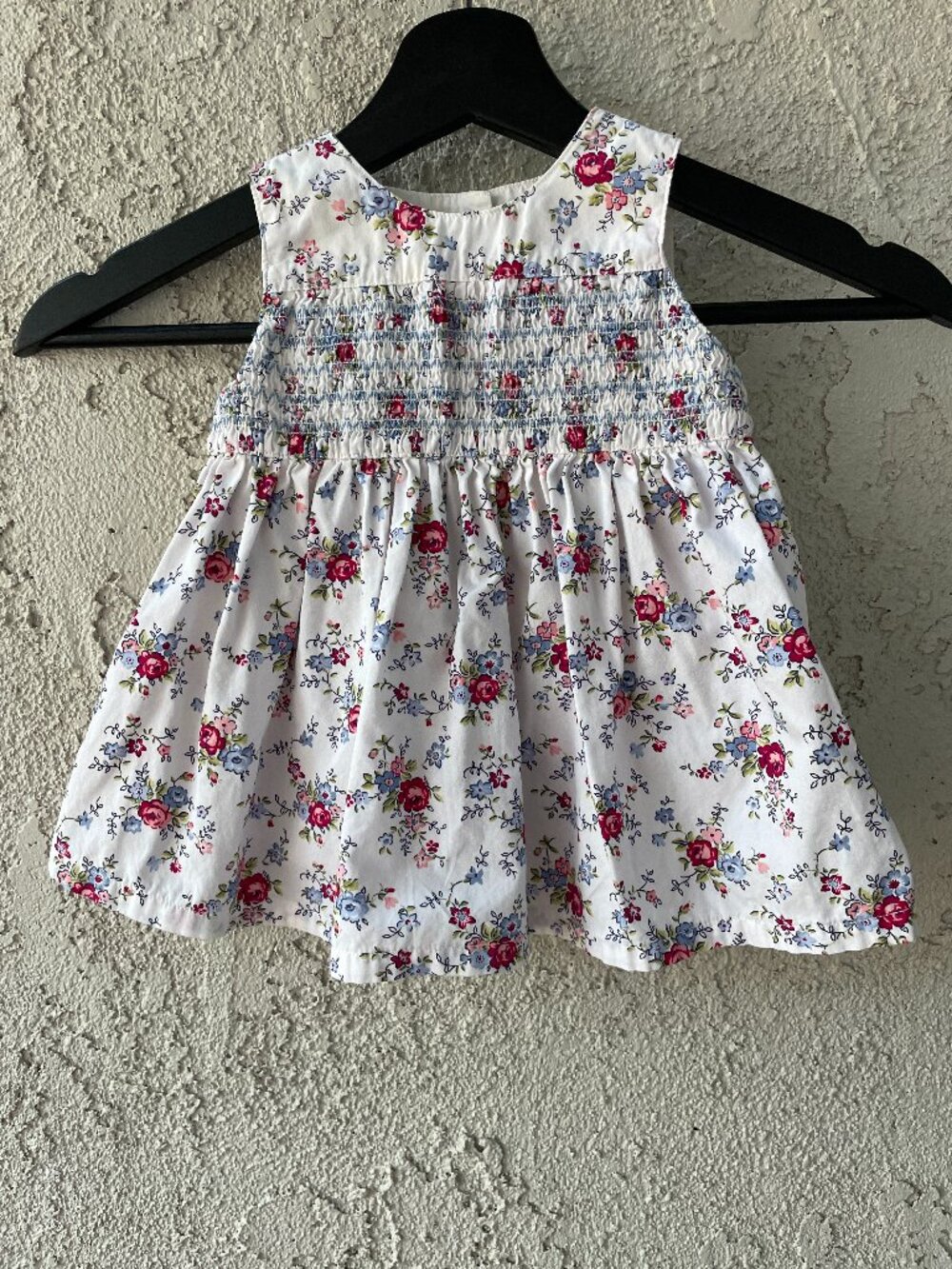 Vintage 2002 Gymboree Baby Girl Smocked Floral Cotton Dress 3-6 Months
